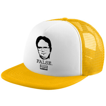 The office Dwight, Καπέλο Ενηλίκων Soft Trucker με Δίχτυ Κίτρινο/White (POLYESTER, ΕΝΗΛΙΚΩΝ, UNISEX, ONE SIZE)