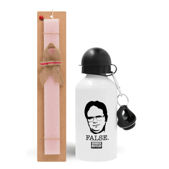 The office Dwight, Easter Set, metallic aluminum bottle (500ml) & aromatic flat Easter candle (30cm) (PINK)