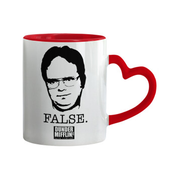 The office Dwight, Mug heart red handle, ceramic, 330ml