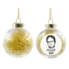 Transparent Christmas tree ball ornament with gold filling 8cm