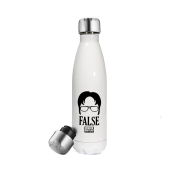 The office Dwight false, Metal mug thermos White (Stainless steel), double wall, 500ml