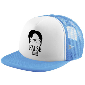 The office Dwight false, Καπέλο παιδικό Soft Trucker με Δίχτυ ΓΑΛΑΖΙΟ/ΛΕΥΚΟ (POLYESTER, ΠΑΙΔΙΚΟ, ONE SIZE)