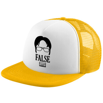 The office Dwight false, Καπέλο Ενηλίκων Soft Trucker με Δίχτυ Κίτρινο/White (POLYESTER, ΕΝΗΛΙΚΩΝ, UNISEX, ONE SIZE)