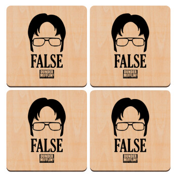 The office Dwight false, ΣΕΤ x4 Σουβέρ ξύλινα τετράγωνα plywood (9cm)