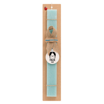 The office Dwight false, Easter Set, wooden keychain & aromatic flat Easter candle (30cm) (TURQUOISE)