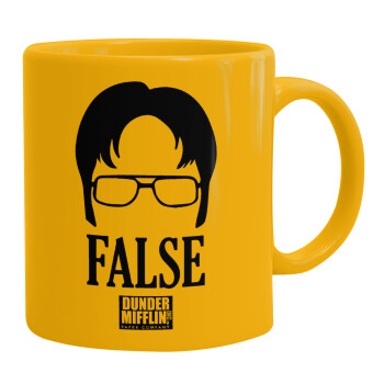 The office Dwight false, Ceramic coffee mug yellow, 330ml (1pcs)