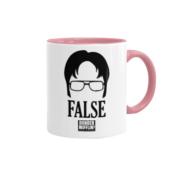 The office Dwight false, Κούπα χρωματιστή ροζ, κεραμική, 330ml