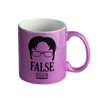 The office Dwight false, Κούπα Μωβ Glitter που γυαλίζει, κεραμική, 330ml