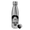 Metallic water bottle, stainless steel, 750ml