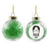 Transparent Christmas tree ball ornament with green filling 8cm