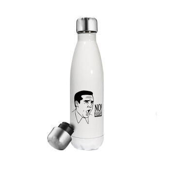 The office Michael NO!!!, Metal mug thermos White (Stainless steel), double wall, 500ml