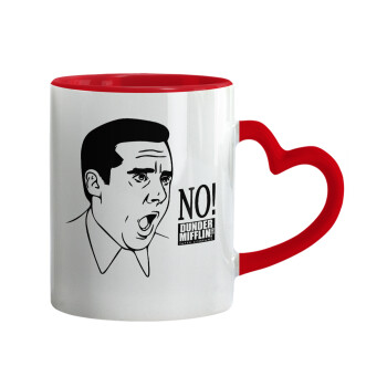 The office Michael NO!!!, Mug heart red handle, ceramic, 330ml