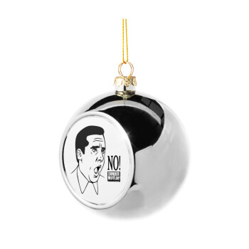 The office Michael NO!!!, Silver 8cm Christmas tree ball ornament