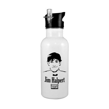 The office Jim Halpert, White water bottle with straw, stainless steel 600ml