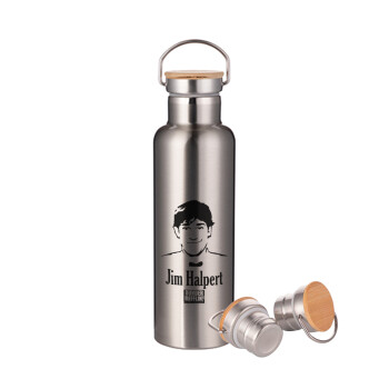 The office Jim Halpert, Stainless steel Silver with wooden lid (bamboo), double wall, 750ml