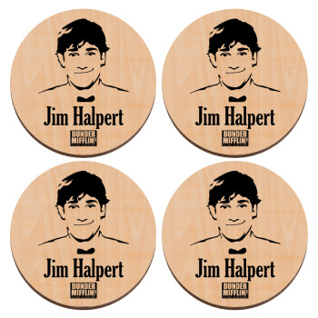 The office Jim Halpert, ΣΕΤ x4 Σουβέρ ξύλινα στρογγυλά plywood (9cm)