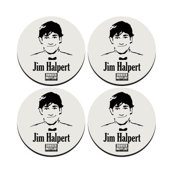 The office Jim Halpert, SET of 4 round wooden coasters (9cm)