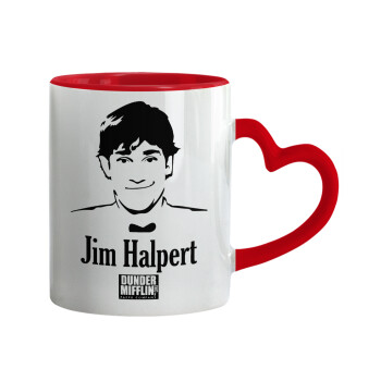 The office Jim Halpert, Mug heart red handle, ceramic, 330ml