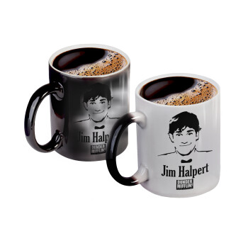 The office Jim Halpert, Color changing magic Mug, ceramic, 330ml when adding hot liquid inside, the black colour desappears (1 pcs)