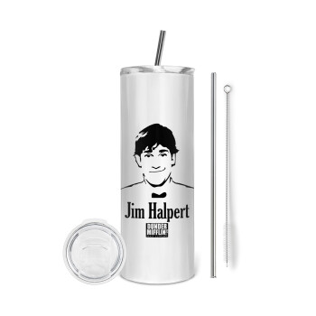 The office Jim Halpert, Tumbler stainless steel 600ml, with metal straw & cleaning brush