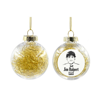 The office Jim Halpert, Transparent Christmas tree ball ornament with gold filling 8cm