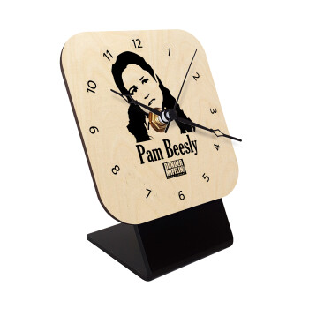The office Pam Beesly, Επιτραπέζιο ρολόι σε φυσικό ξύλο (10cm)