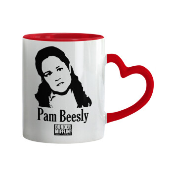 The office Pam Beesly, Mug heart red handle, ceramic, 330ml