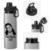 Metallic water bottle with safety cap, 850ml aluminum