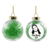 Transparent Christmas tree ball ornament with green filling 8cm