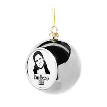 The office Pam Beesly, Silver 8cm Christmas tree ball ornament