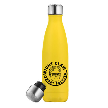 The office Dwight Claw (beet seltzer), Yellow Stainless Steel Metallic Thermos, double-walled, 500ml