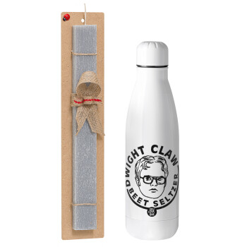 The office Dwight Claw (beet seltzer), Easter Set, metallic Inox water bottle (700ml) & Easter scented flat candle (30cm) (GRAY)