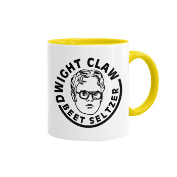 The office Dwight Claw (beet seltzer), Mug colored yellow, ceramic, 330ml