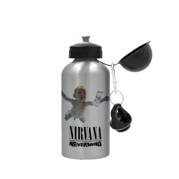 Nirvana nevermind, Metallic water jug, Silver, aluminum 500ml