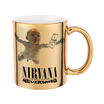 Nirvana nevermind, Κούπα κεραμική, χρυσή καθρέπτης, 330ml