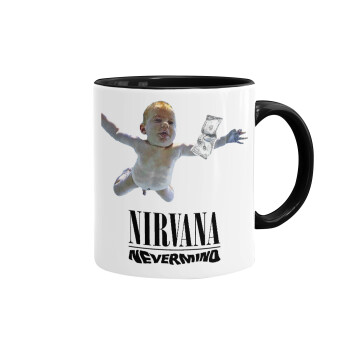 Nirvana nevermind, Mug colored black, ceramic, 330ml