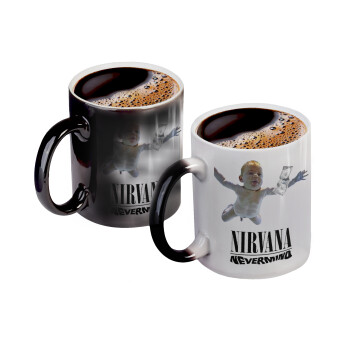 Nirvana nevermind, Color changing magic Mug, ceramic, 330ml when adding hot liquid inside, the black colour desappears (1 pcs)