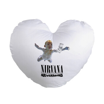 Nirvana nevermind, Μαξιλάρι καναπέ καρδιά 40x40cm περιέχεται το  γέμισμα