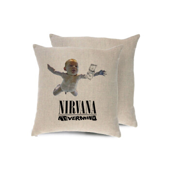 Nirvana nevermind, Μαξιλάρι καναπέ ΛΙΝΟ 40x40cm περιέχεται το  γέμισμα