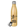 Glitter gold stainless steel thermos bottle, double-walled, 500ml