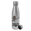 Metallic water bottle, stainless steel, 750ml