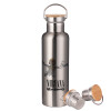 Stainless steel Silver with wooden lid (bamboo), double wall, 750ml