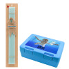 Easter Set, children's snack container BLUE & Easter aromatic flat candle (30cm) (TURQUOISE)