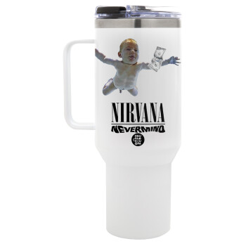 Nirvana nevermind, Mega Stainless steel Tumbler with lid, double wall 1,2L