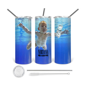 Nirvana nevermind, 360 Eco friendly stainless steel tumbler 600ml, with metal straw & cleaning brush