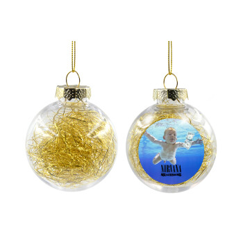 Nirvana nevermind, Transparent Christmas tree ball ornament with gold filling 8cm