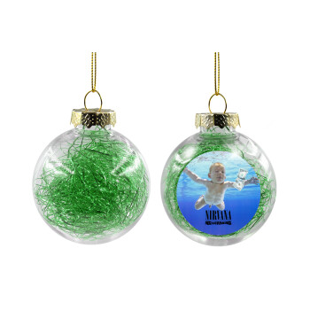 Nirvana nevermind, Transparent Christmas tree ball ornament with green filling 8cm