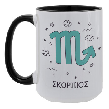 Ζώδια Σκορπιός, Κούπα Mega 15oz, κεραμική Μαύρη, 450ml