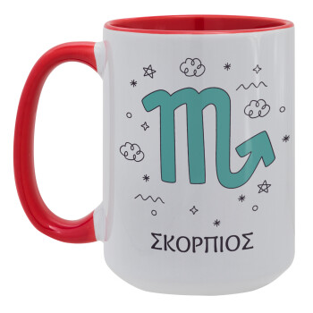 Ζώδια Σκορπιός, Κούπα Mega 15oz, κεραμική Κόκκινη, 450ml