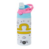 Children's hot water bottle, stainless steel, with safety straw, Pink/BlueCiel (360ml) BPA FREE